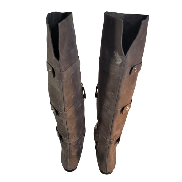 Isola Adora Carbon Brown Metallic Leather Knee High Cuffed Fashion Boot Size 7.5 - Picture 5 of 14